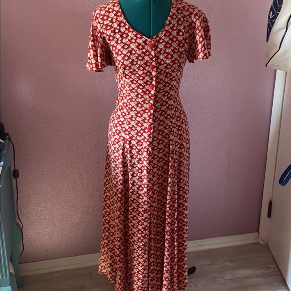 Vintage 90s red floral dress